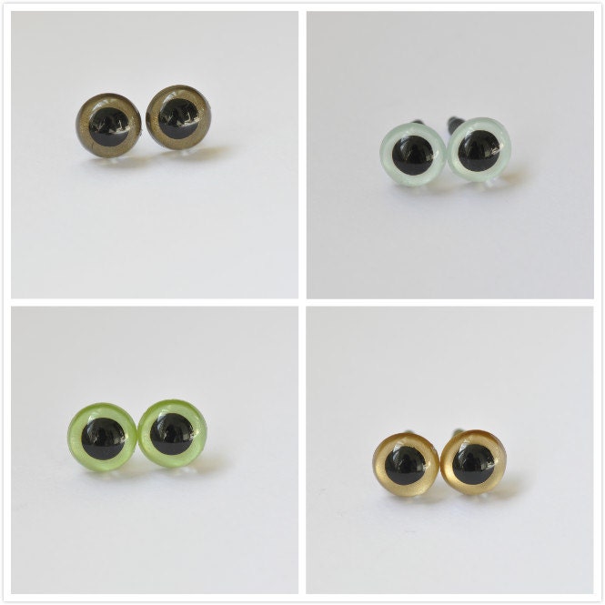 9mm ( 11/32 inch）Amigurumi Animals Eyes,Round Safety Eyes, Plastic Eyes Assorted Colors Come With Metal Washers- 5 Pairs /Pick Colors