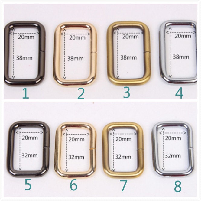 1 Piece Rectangular Rings/Split Loop Rings Slide Buckle 20mm (6/8"), 25mm(1"), 32mm( 1 1/4"), 38mm ( 1 1/2")
