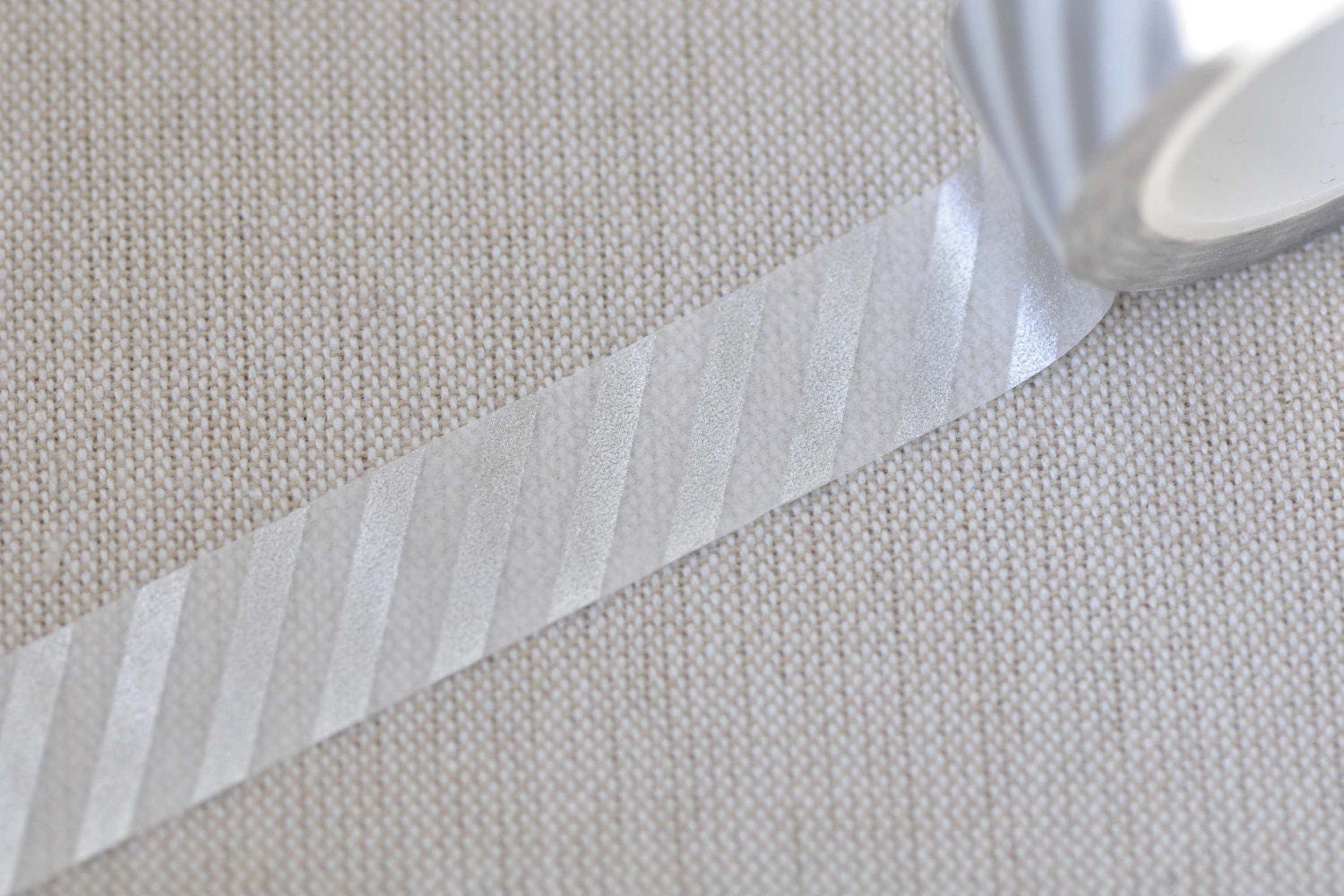 Silver Stripe Washi Tape/ Semi Transparent Washi Tape 15mm Wide x 3 Meters Long No.12328