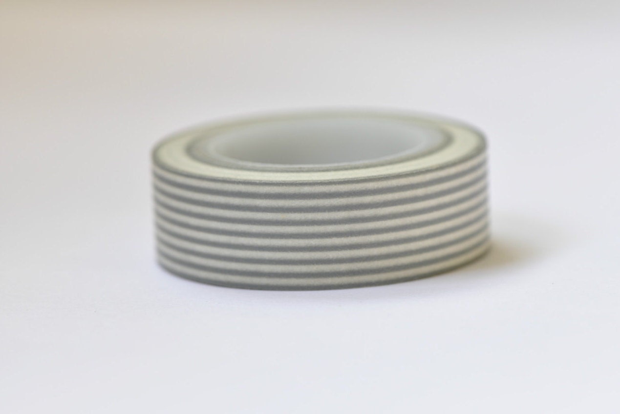 5 Rolls Grey And White Stripe Washi Tape Journal Tape 15mm Wide x 5 Meters Roll No.12033