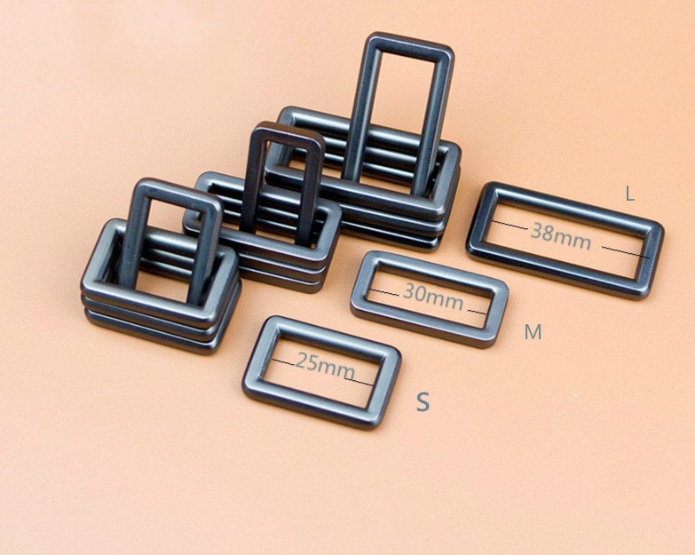 2 Pieces Rectangle Rings For Bags Fingdings /Matte Gunmetal/Inner Size 25mm(0.98
