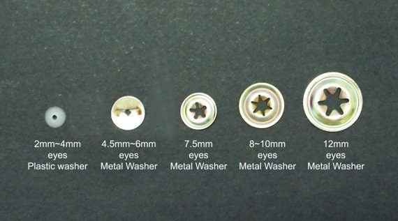 7.5mm(4.72/16 inches ) Round Transparent Amigurumi Animals Eyes/ Safety Eyes Come With Washers-  10pcs A Pack/ Pick Color