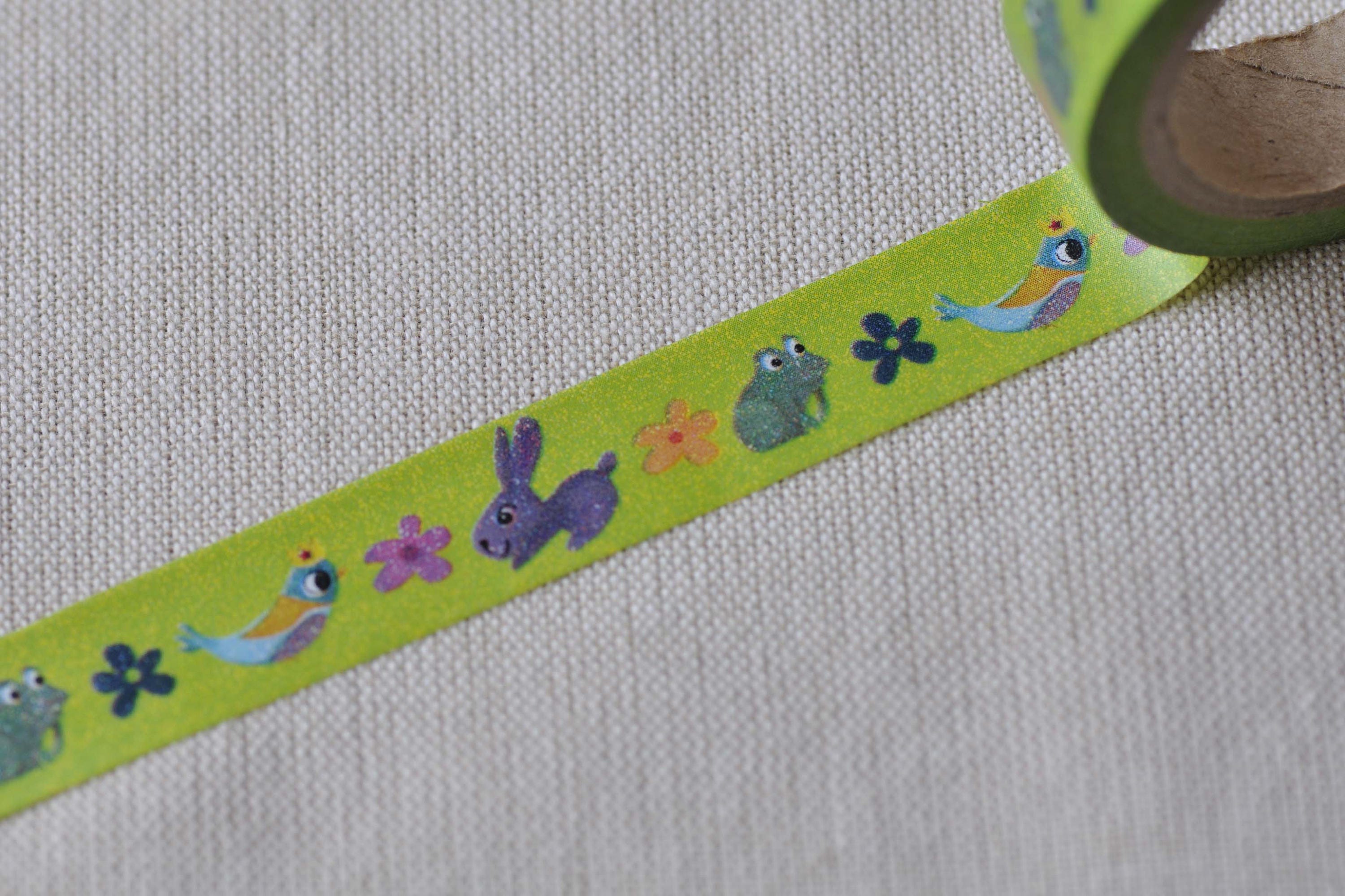 Rabbit Bird Frog Flower Adhesive Washi Tape 15mm Wide x 10M Roll No.12669