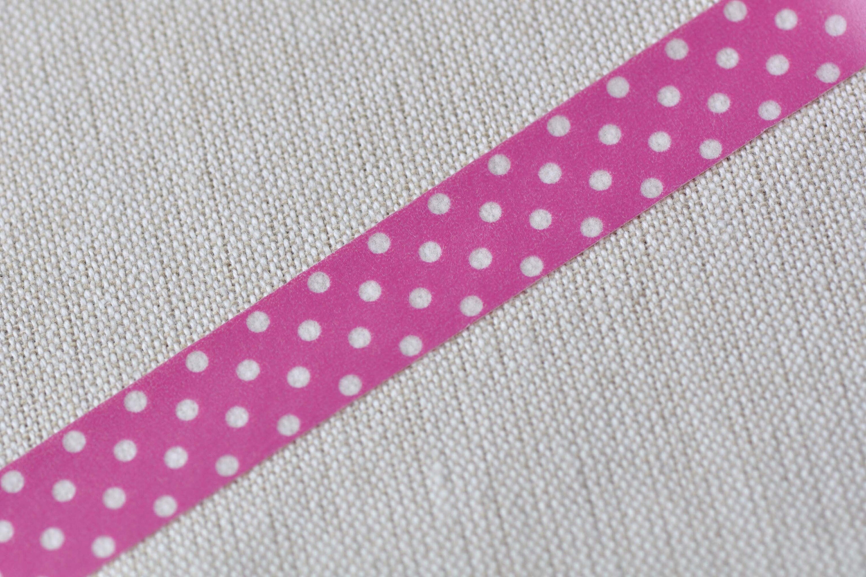 Pink Polka Dots Adhesive Washi Tape 15mm Wide x 5M Roll No.12090