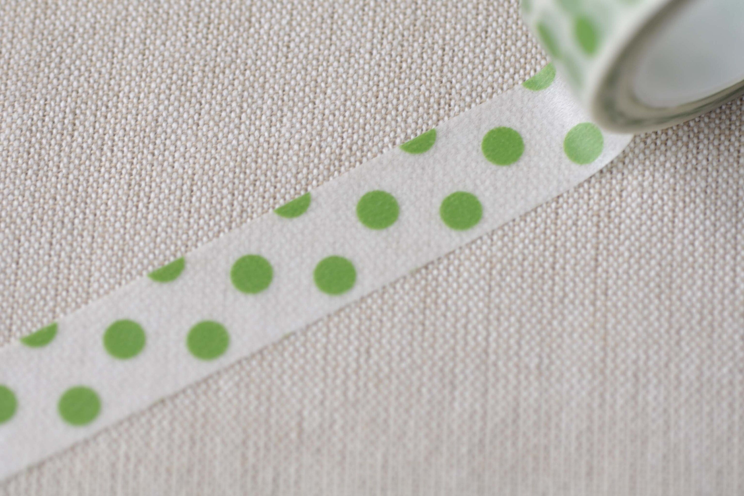 Green Polka Dots Adhesive Washi Tape 15mm Wide x 10M Roll No.12529