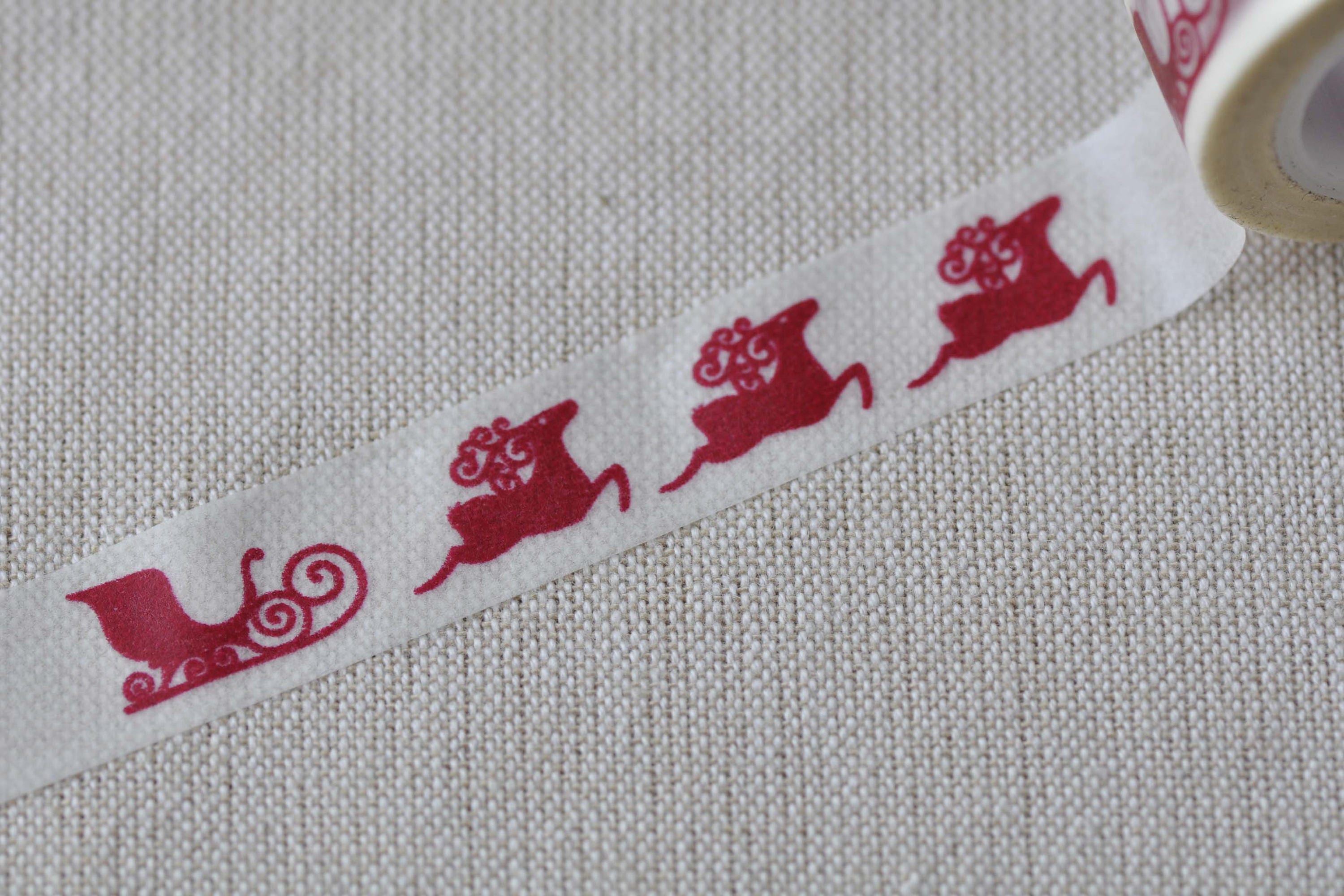 Red Reindeer Masking Washi Tape 15mm Wide x 10M Roll No.12673