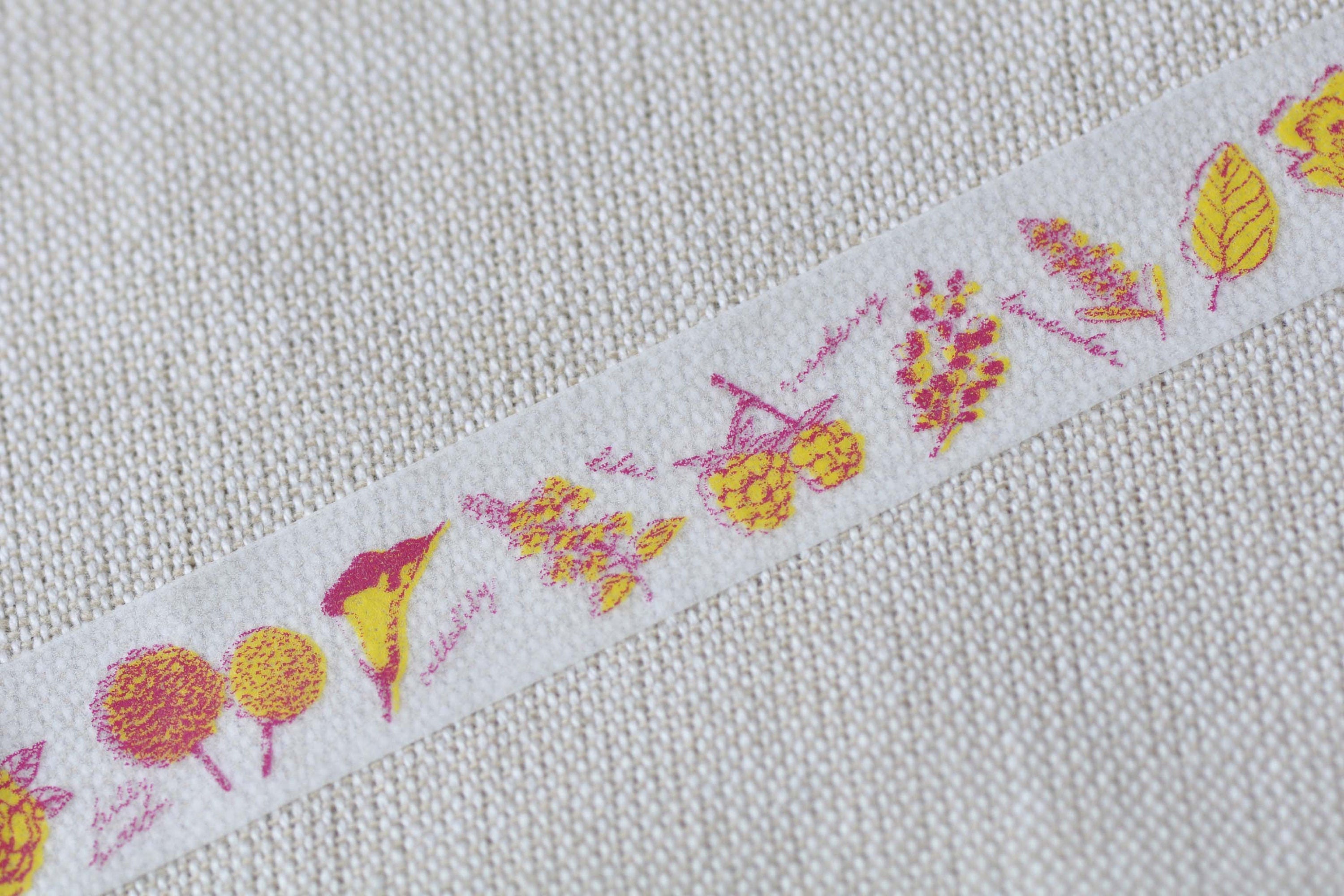 Beautiful Yellow Leaf Flower Masking Washi Tape 15mm x 10M Roll No.12775