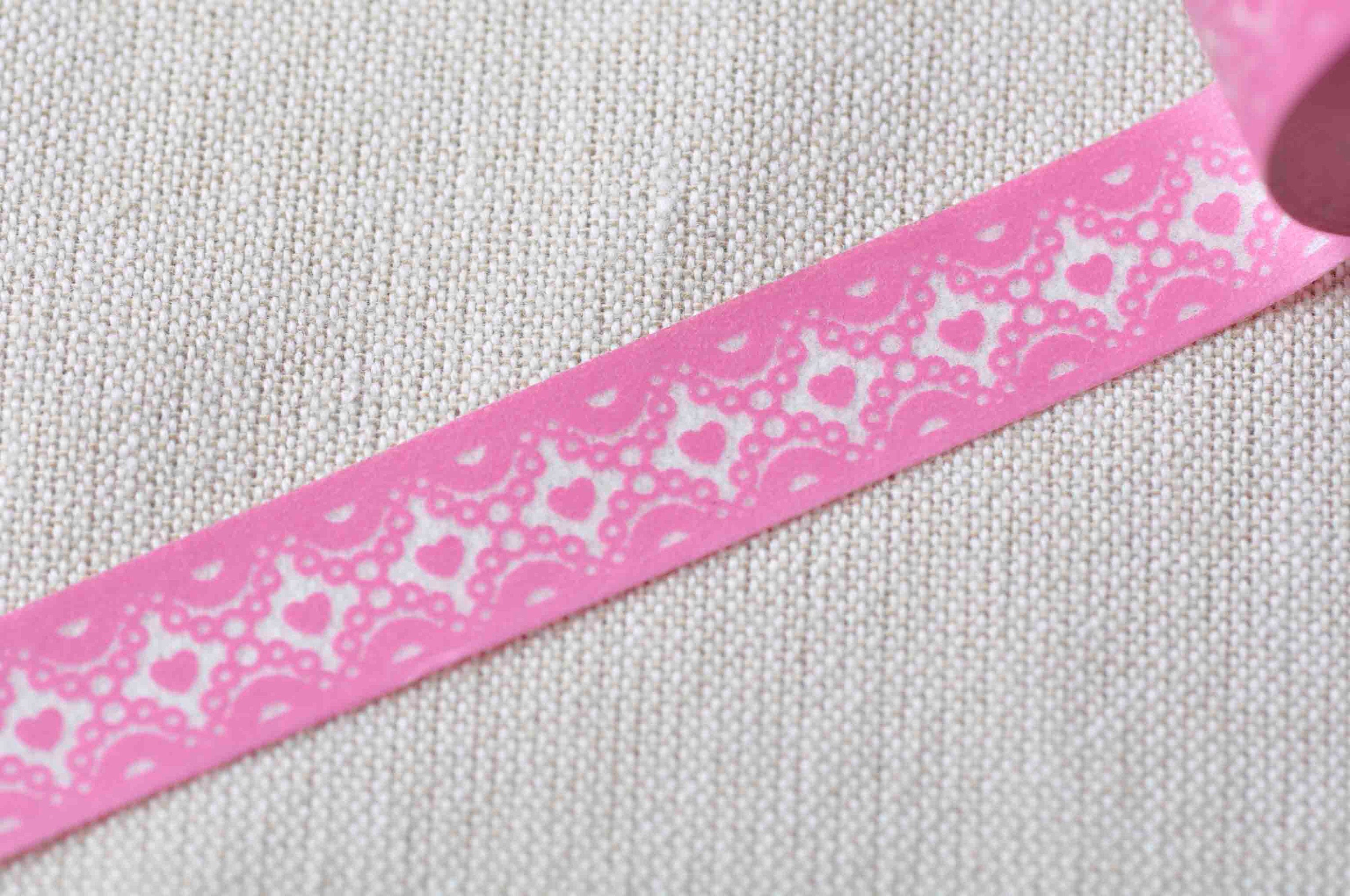 Pink Love Heart Washi Tape Masking Tape 15mm x 10M No.12914
