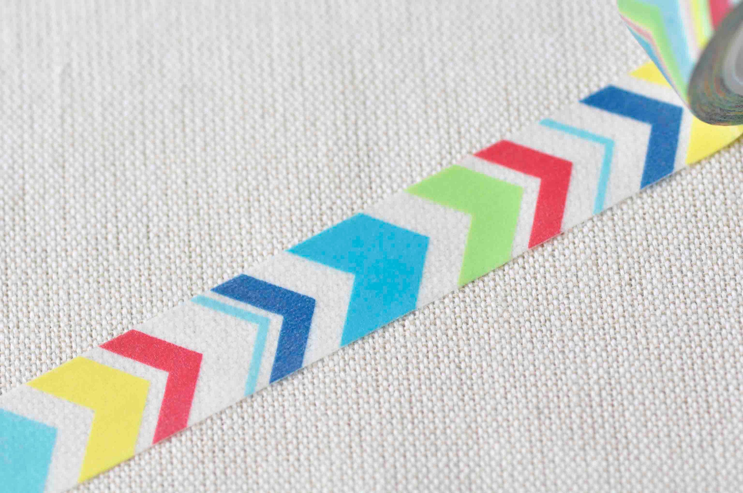 Colorful Chevron Adhesive Washi Tape 15mm Wide x 10M Roll No.12988