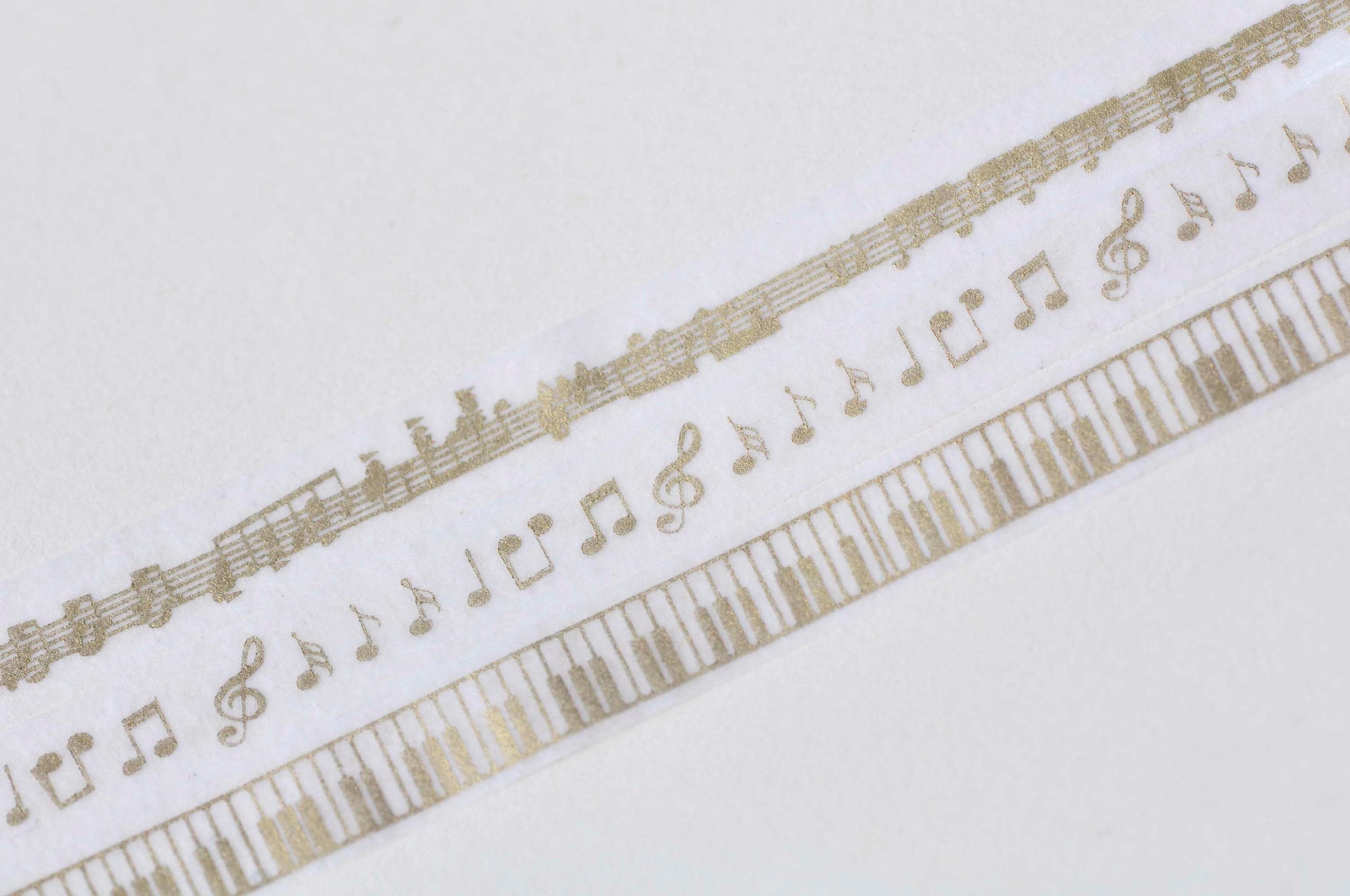 Foil Gold Music Washi Tape Set / 3 Rolls A Set/ 5mm Wide x 5M Long No.13174