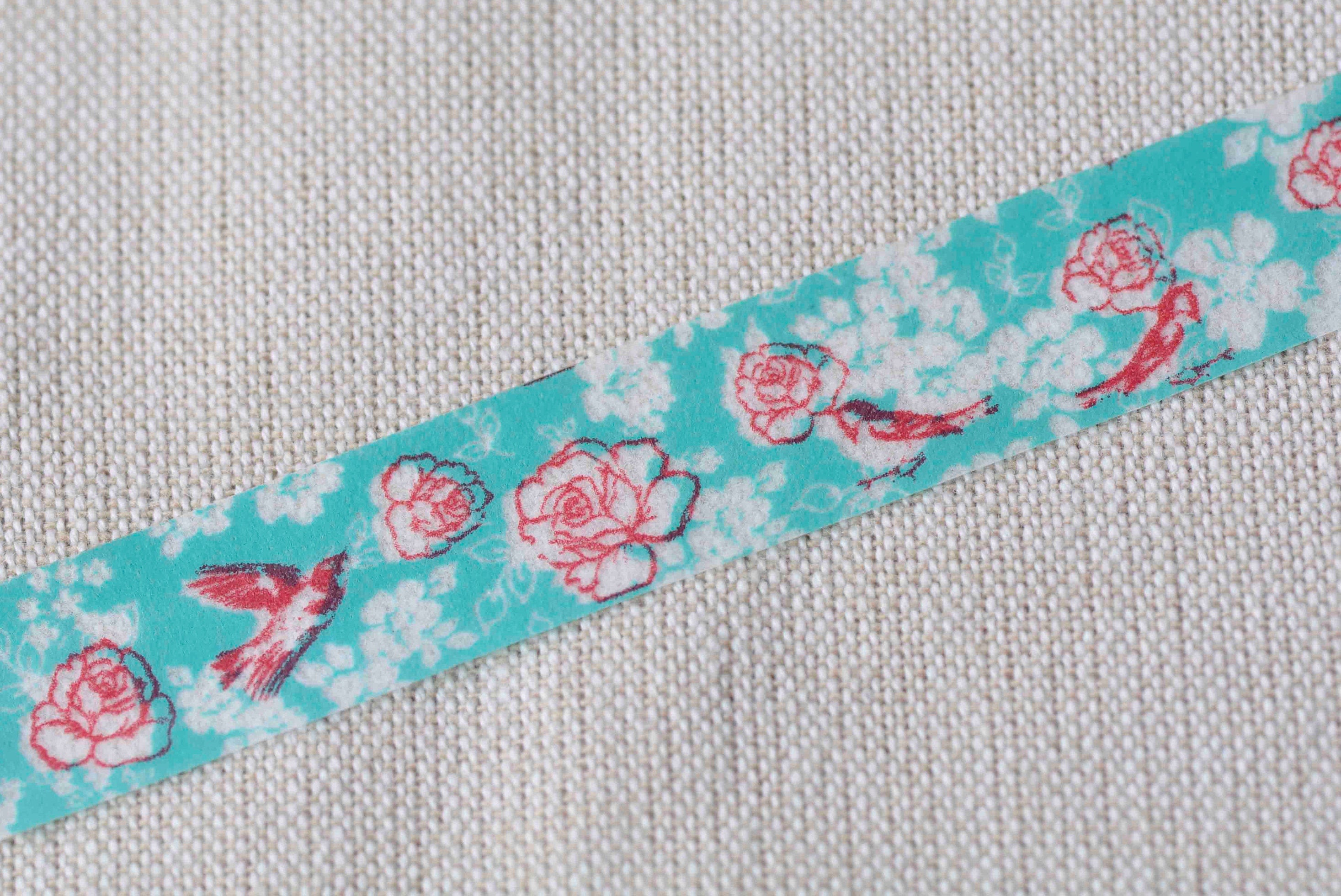 Bird Flower Adhesive Washi Tape 15mm Wide x 10M Roll No.12864