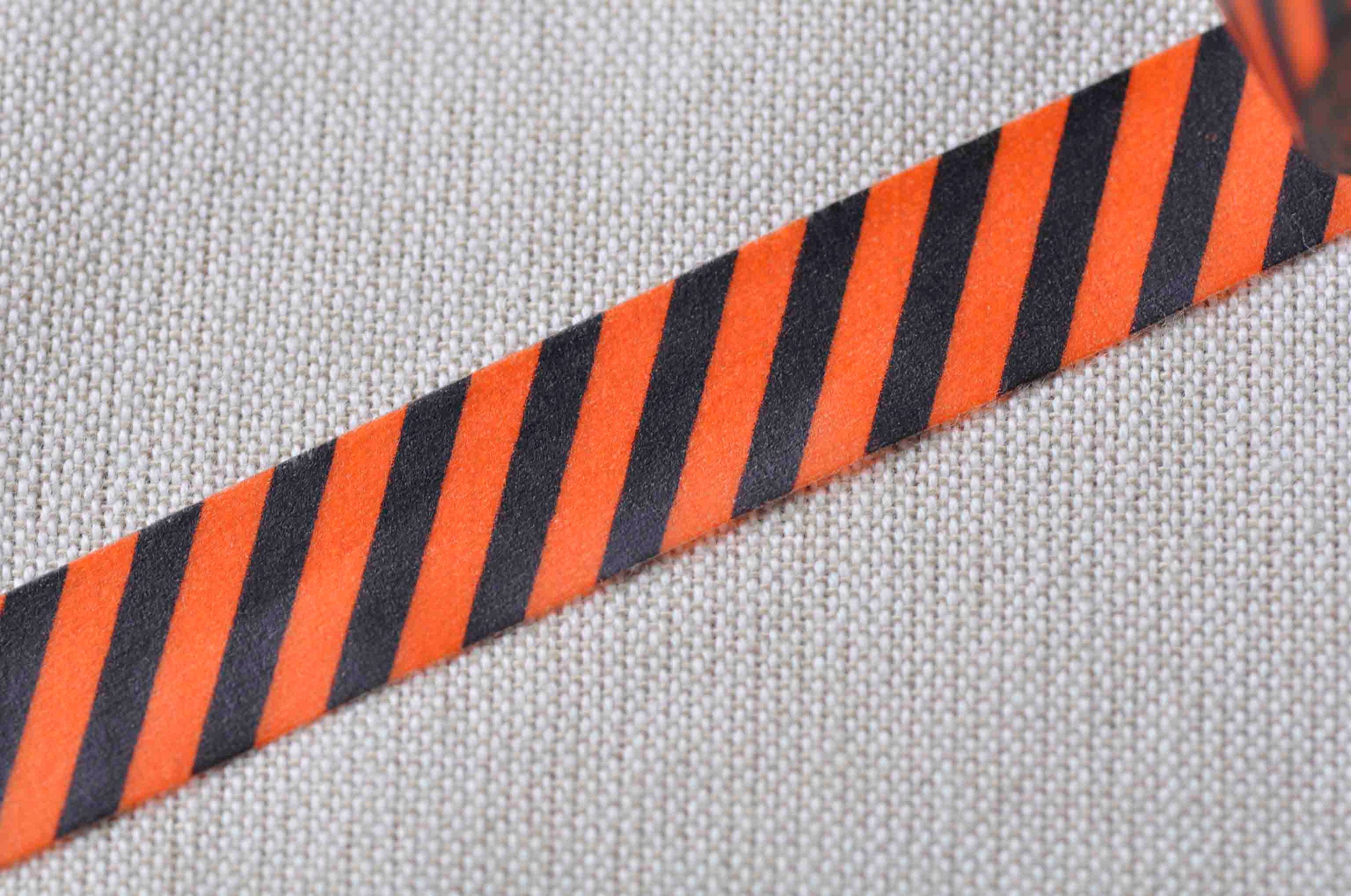 Orange Stripes On Black Deco Adhesive Washi Tape 15mm Wide x 10M Roll No.12906