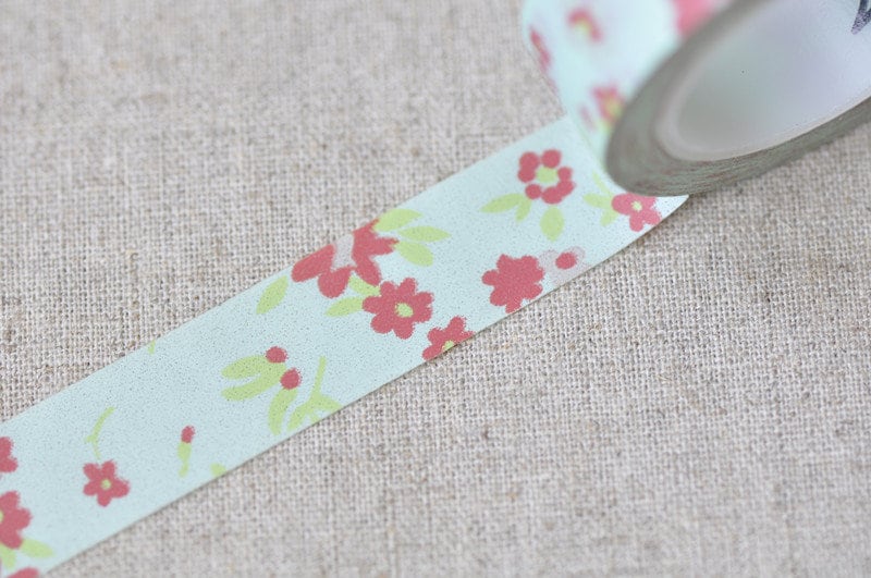 Cute Flower Adhesive Planner Washi Tape 15mm Wide x 10M Roll No.13301