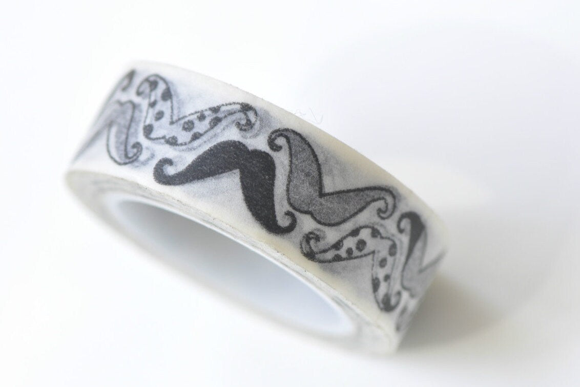 Black Moustache Adhesive Washi Tape 15mm wide x 10m long No.13235