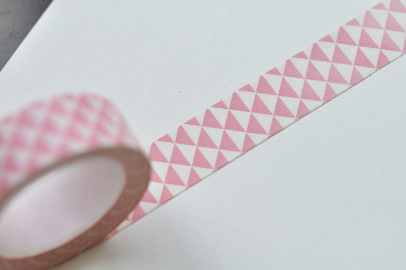 Pink Triangle Pattern Washi Tape Wallpaper 15mm x 10M Roll No.13380