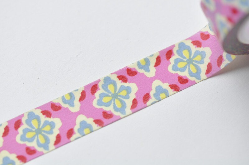 Flower Adhesive Washi Tape 15mm Wide x 10M Roll No.12038