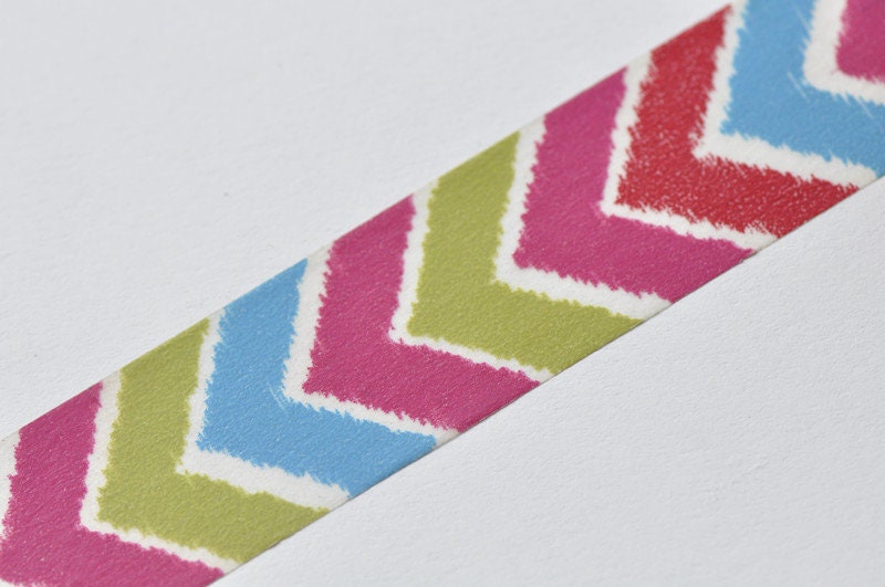 Colorful Chevron Adhesive Washi Tape 20mm Wide x 5M Roll No.12397