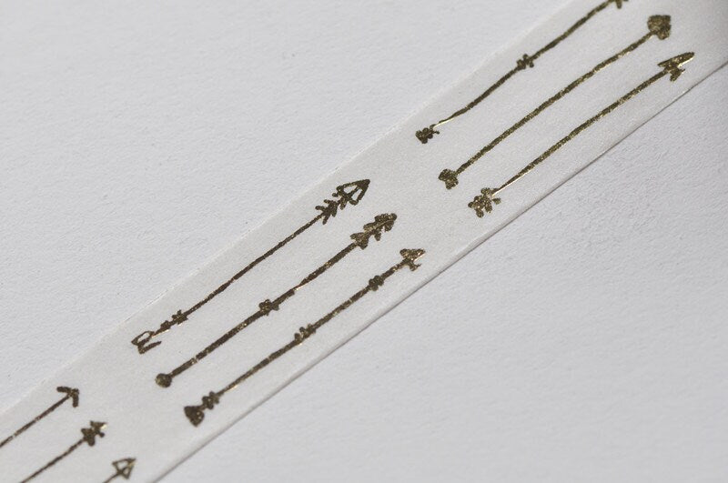 Foil Gold Love Arrow Washi Tape  15mm wide x 10M Roll No.12711