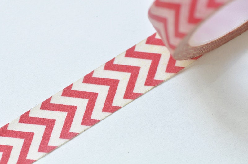 Red Chevron Wave Masking Washi Tape 15mm x 10M Roll No.13178