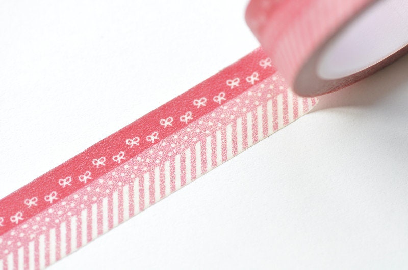 Bowknot Scrapbooking Planner Supplies Red Washi Tape 15mm x 10M Roll No.12386