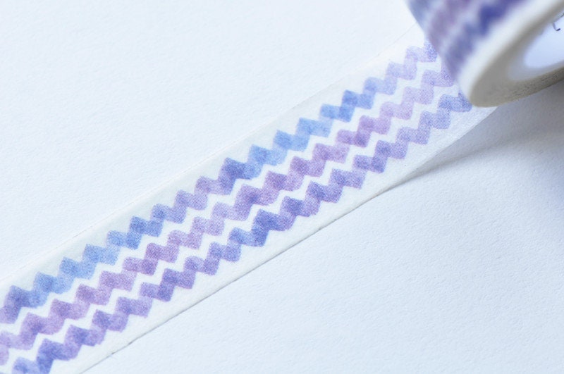 Blue Purple Wave Masking Washi Tape 15mm x 10M Roll No.12130