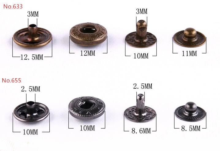Snap Button,Fasteners For Purse, Button For Leather Model No.633 -- 20pcs For Each Colors Adding Tool Set