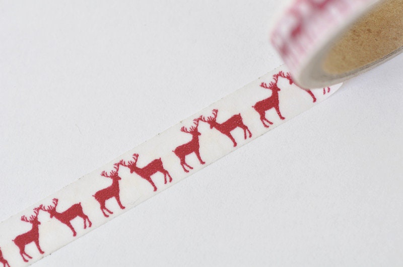 Nordic Deer Merry Christmas/ Happy Holiday Planner Washi Tape 15mm x 5M No.12025