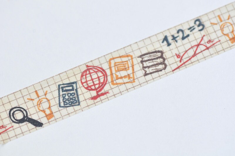 Calculator Mathematics Globe Washi Tape 15mm x 10M Roll No.12598