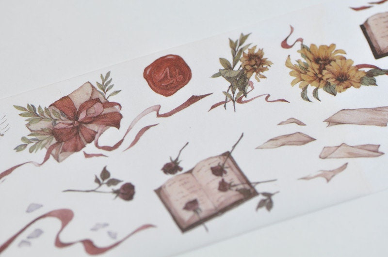 Vintage Flowers Washi Tape / Decorative Tape / Japanese Masking Tape 65mm wide x 3M long No.12522