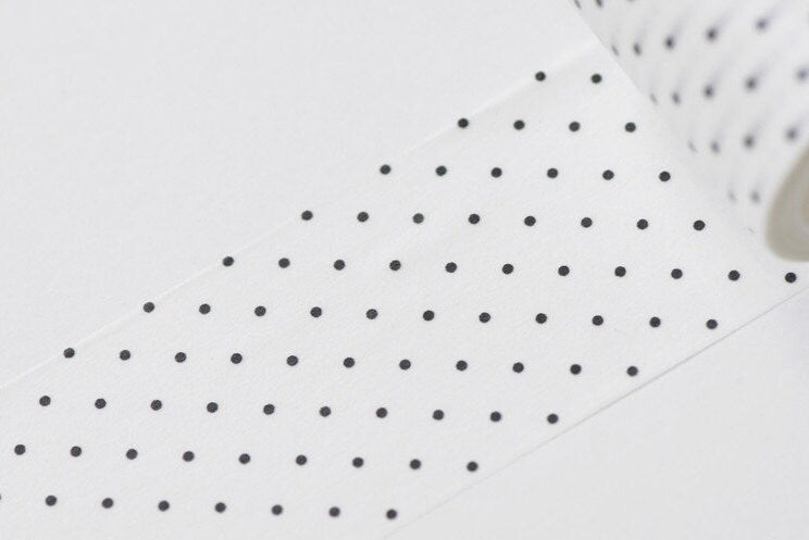 Retro Wide Black Polka Dots Adhesive Washi Tape 40mm Wide x 5M Roll No.12805