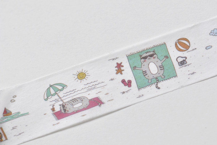 Cute Kitten In Holiday Washi Tape Japanese Masking Tape 20mm Wide x 5M No.13133