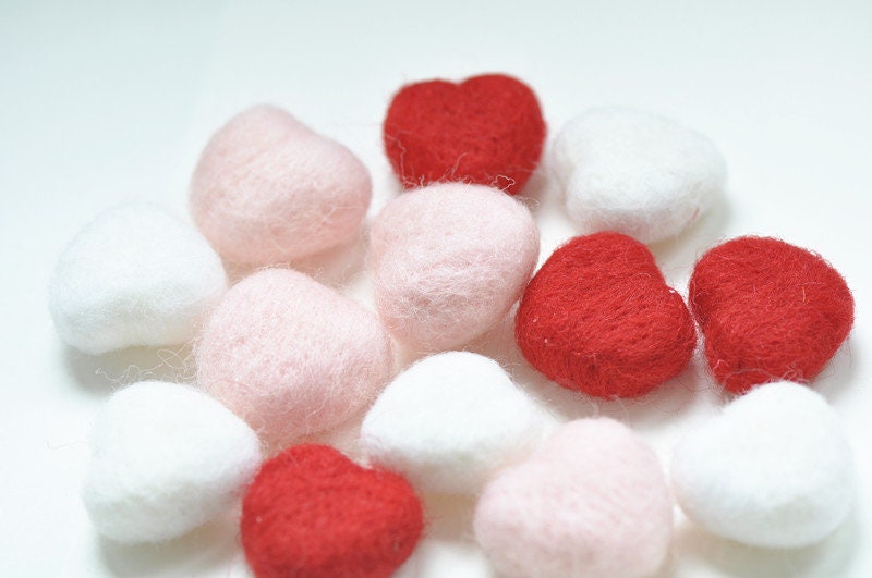 Multi Color Wool Felt Love Heart Weddings Christmas Home Decor Set of 10