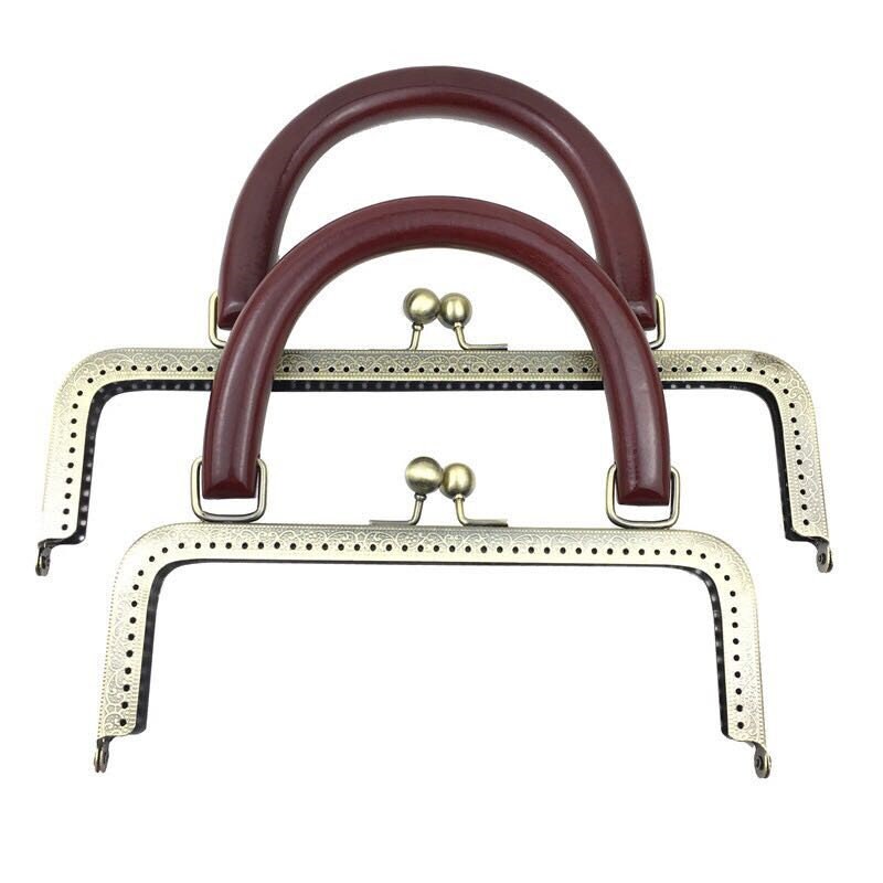 Antique Sewing Purse Frame Clutch Bag Purse Frame With Wood Handle 20cm (8