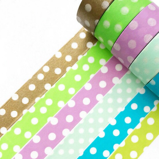 Cute Dots Washi Tape Set / 6 Rolls A Set/ 15mm Wide x 5M Long No.10998