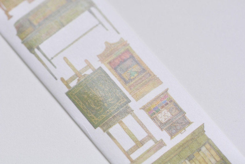 Vintage Furniture Washi Tape Wide Scrapbooking Book 35mm wide x 3M Roll No.10548