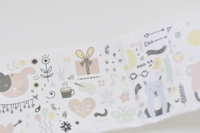 Cute Bear Washi Tape /Japanese Masking Tape/ Deco Tape  40mm wide x 5M long (1.6 inches X 5.5 yards) No.10689