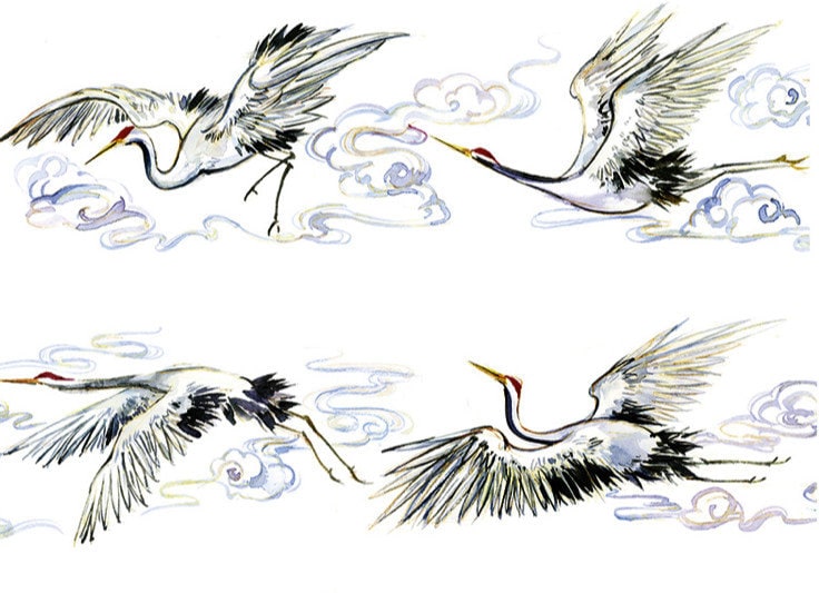 Crane Washi Tape/ Animals Japanese Masking Tape Deco Tape 45mm x 15M Roll