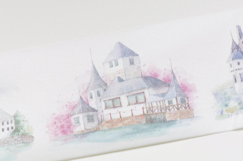 1 Roll Of Retro Castles Washi Tape /Japanese Masking Tape/ Deco Tape 45mm wide x 3M No.10555