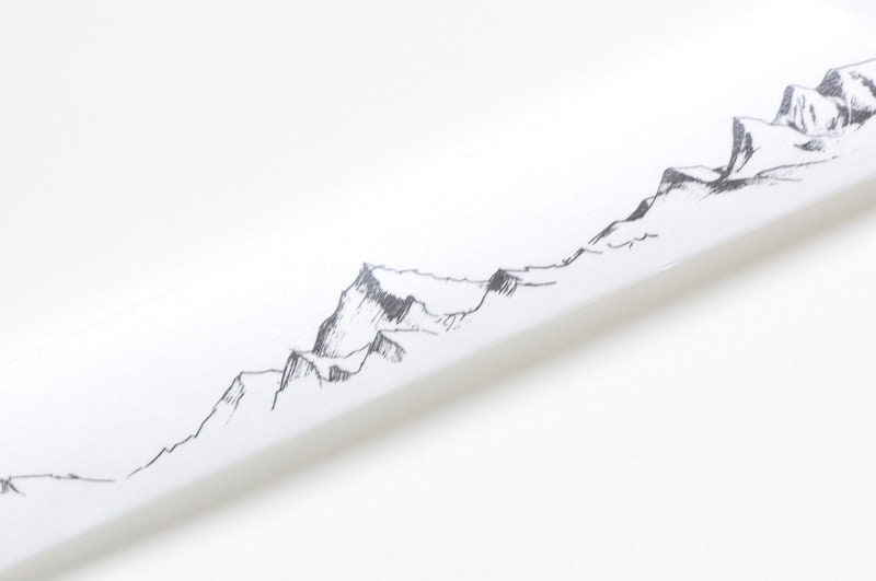 Mountains Washi Tape/ Watercolor Planner Tape/ Japanese Masking Tape 15mm x 5 Meters Roll No.12035