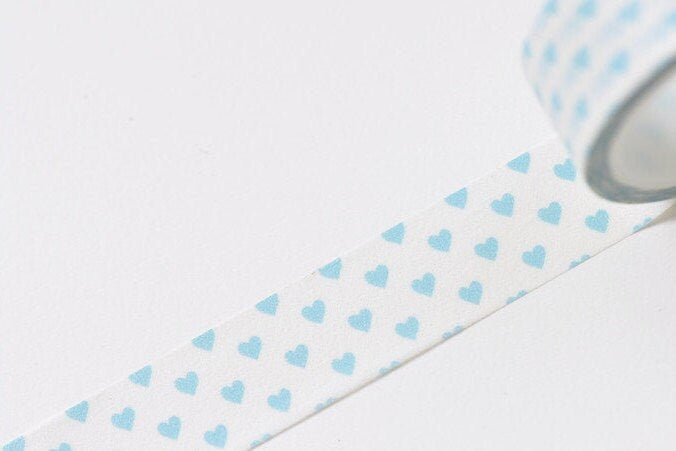 Blue Hearts Deco Washi Tape 15mm Wide x 5M Roll No.12039