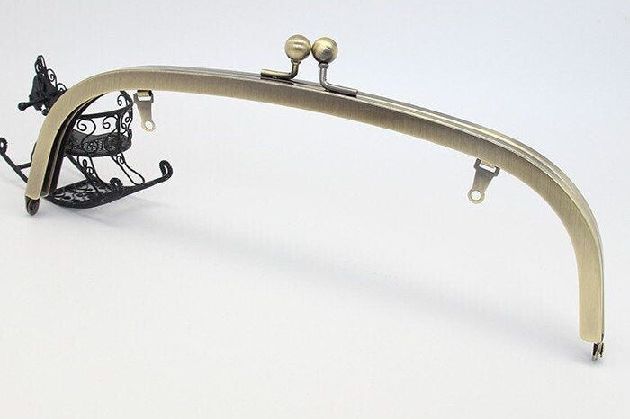Retro Bronze Purse Frame Large Handle Purse Frame Glue-In Clutch Bag Frame Glue-In 24cm ( 9