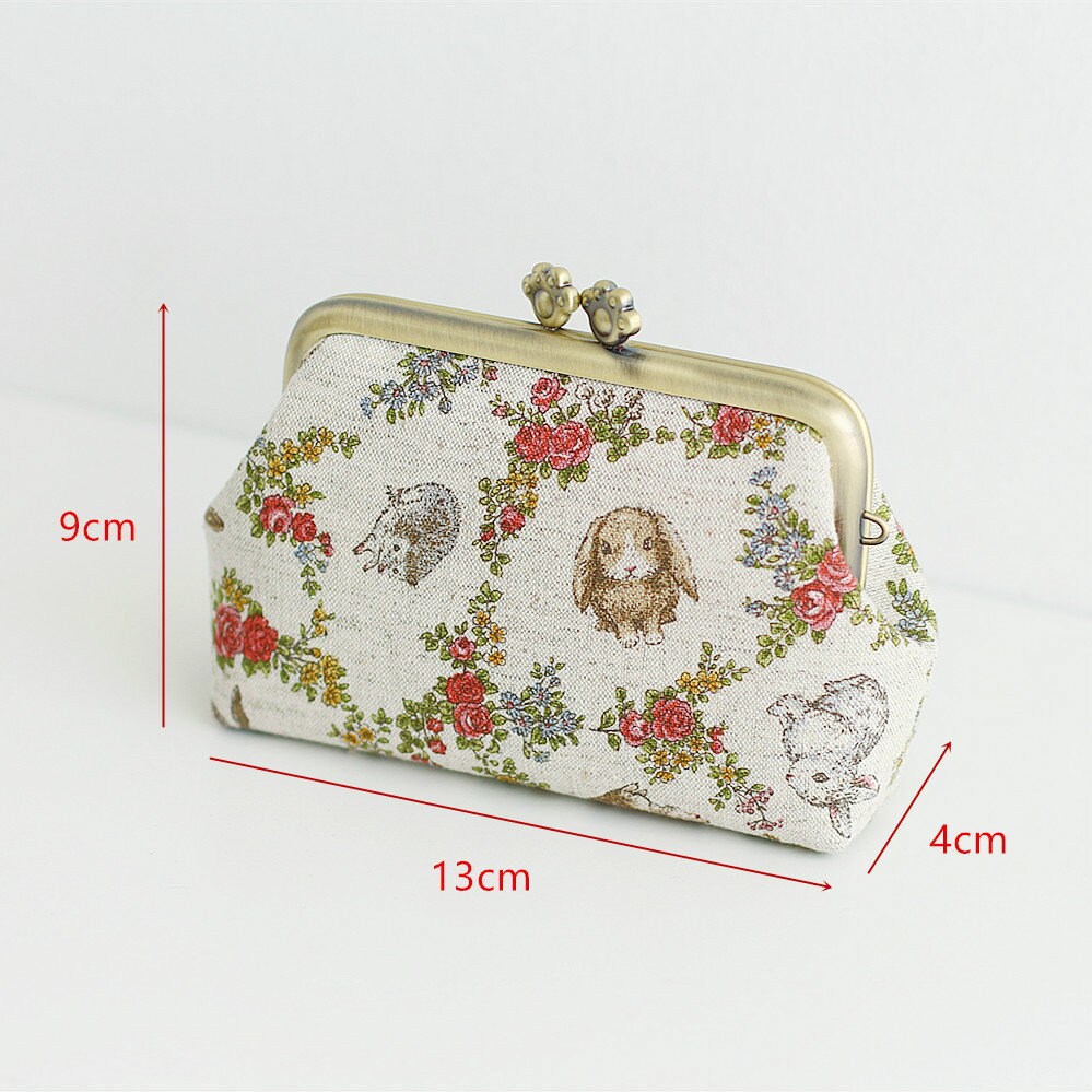 12cm (5") Purse Frame With Kitten Print Kisslock Wedding Bag Glue-In