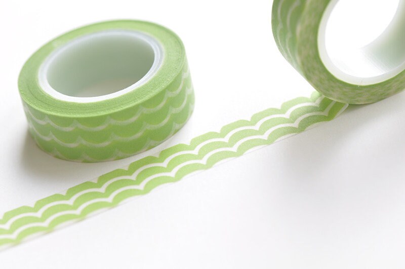 Green Wave Washi Tape 15mm Wide x 10M Roll No.13038