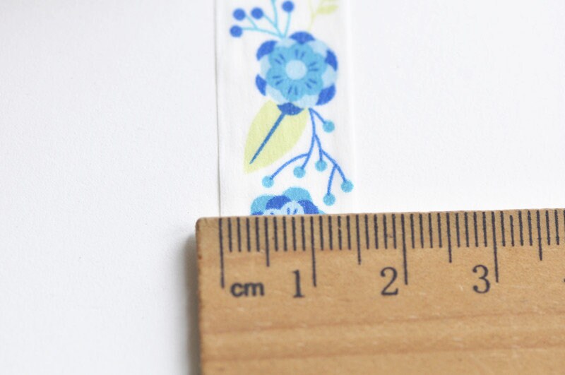 Retro Floral Design Blue Washi Tape 15mm Wide x 5 Meters No.10635