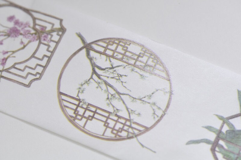 Asian Culture Vintage Window Washi Tape/  Wide Japanese Masking Tape 50mm x 3M Roll No.10547