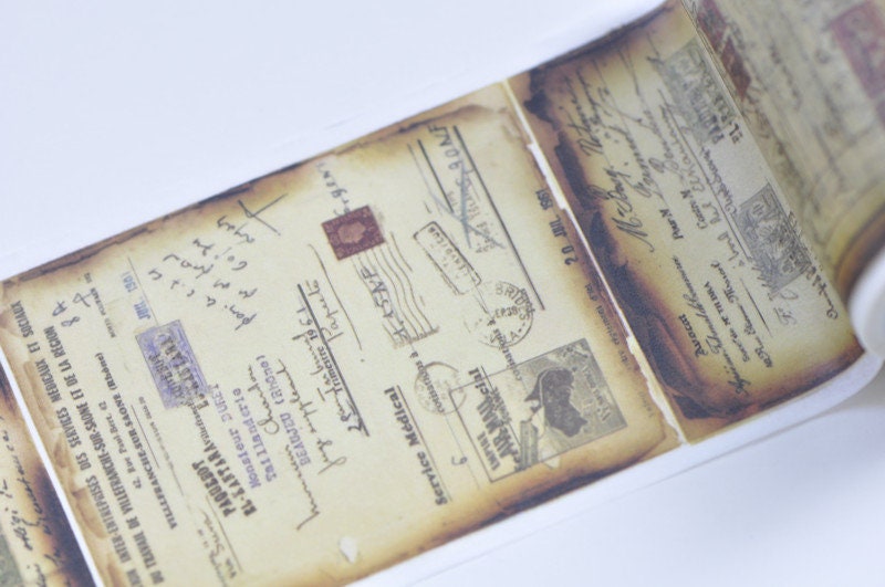 Retro Letter Stamp Washi Tape Wide Masking Tape 60mm wide x 5M No.12226