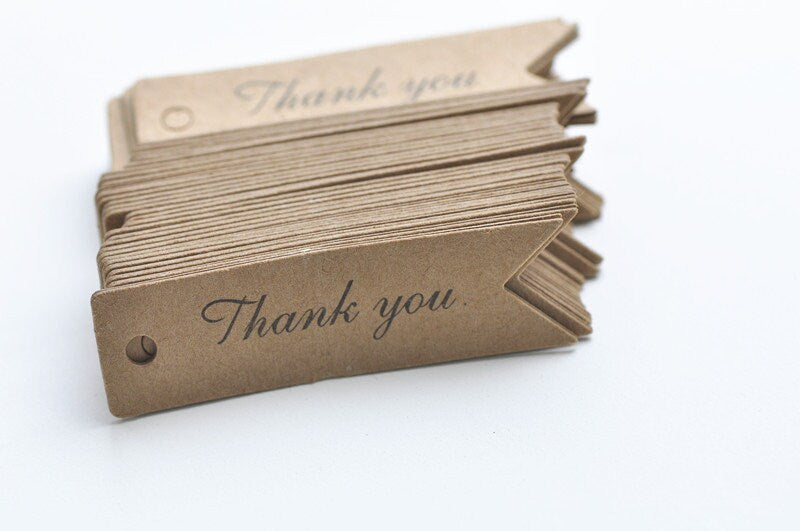 Thank You Tags Handmade Kraft Tags Bridal Shower Favor Tags Flower Wedding Tags Party Tags 100pcs A Pack