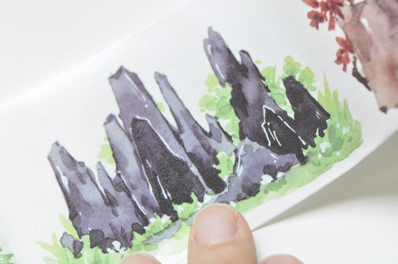 Retro Rockery Scenery Wide Washi Tape 55mm x 3 Meters Roll No.13199