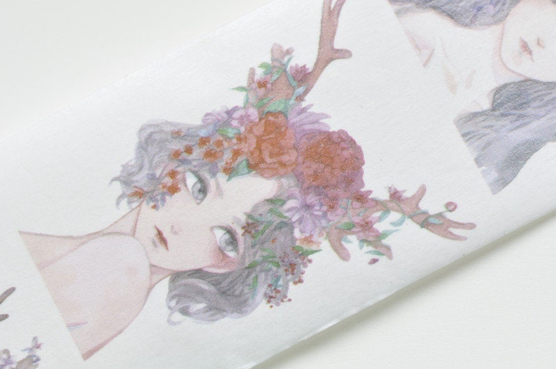 Deer Girls Washi Tape Scrapbooking Bullet Journal Masking Tape 42mm wide x 3 Meters Roll No.10560