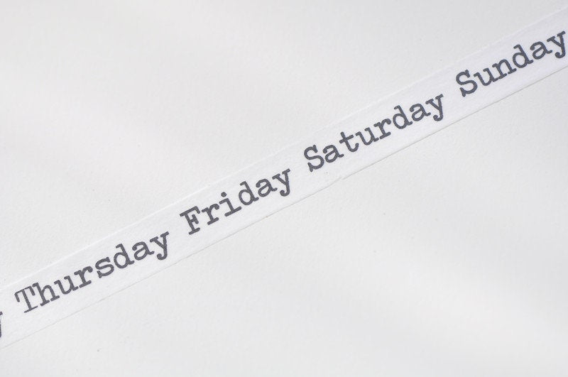 Retro Weekly Plan Monday To Sunday Washi Tape 10mm Wide X 10M Roll No.12149